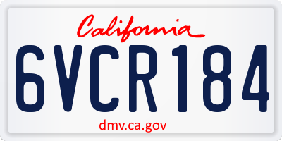 CA license plate 6VCR184