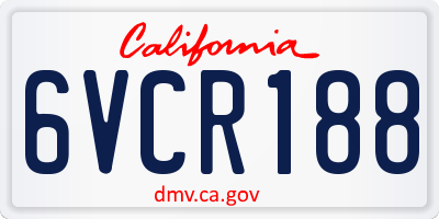 CA license plate 6VCR188