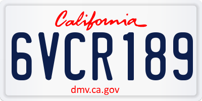 CA license plate 6VCR189