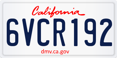 CA license plate 6VCR192