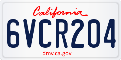 CA license plate 6VCR204