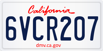 CA license plate 6VCR207