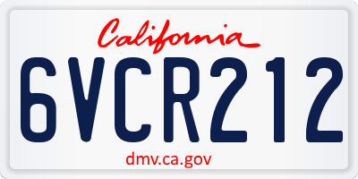 CA license plate 6VCR212