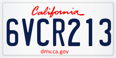 CA license plate 6VCR213
