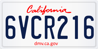 CA license plate 6VCR216