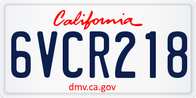 CA license plate 6VCR218
