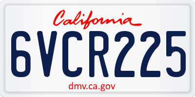 CA license plate 6VCR225