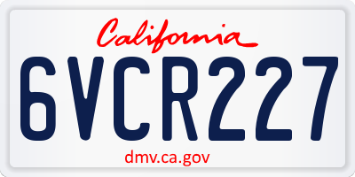 CA license plate 6VCR227
