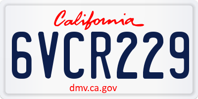 CA license plate 6VCR229