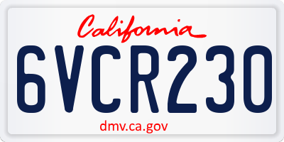 CA license plate 6VCR230