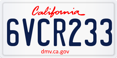 CA license plate 6VCR233