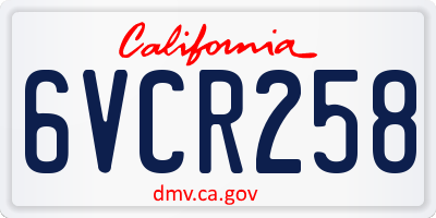 CA license plate 6VCR258