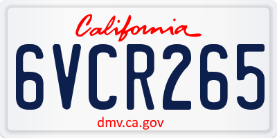 CA license plate 6VCR265