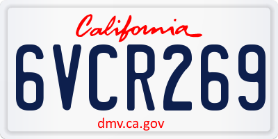 CA license plate 6VCR269