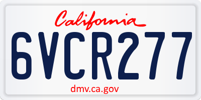 CA license plate 6VCR277