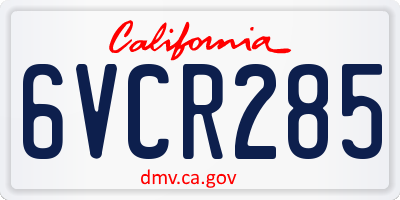CA license plate 6VCR285