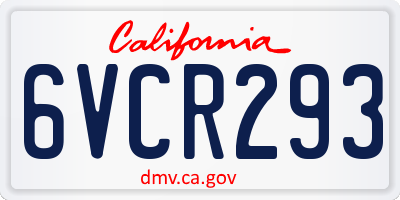 CA license plate 6VCR293