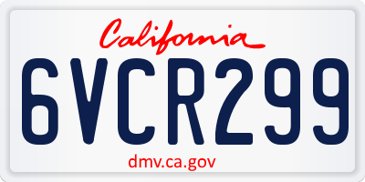 CA license plate 6VCR299