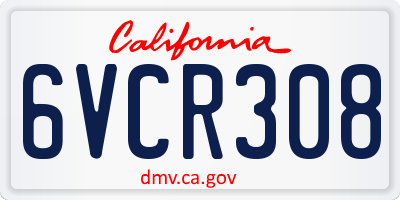CA license plate 6VCR308