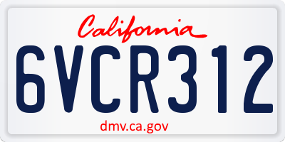 CA license plate 6VCR312