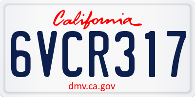 CA license plate 6VCR317