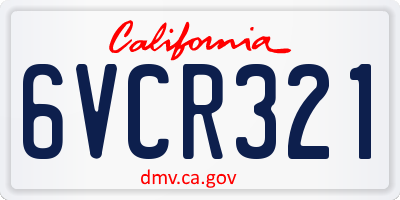 CA license plate 6VCR321