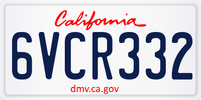 CA license plate 6VCR332