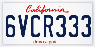 CA license plate 6VCR333