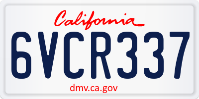 CA license plate 6VCR337
