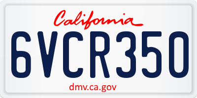 CA license plate 6VCR350