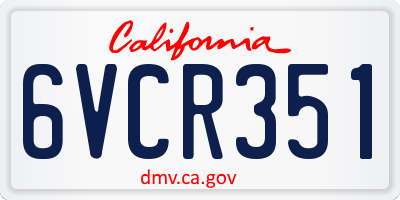CA license plate 6VCR351