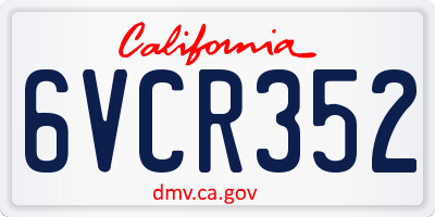 CA license plate 6VCR352