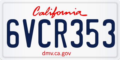 CA license plate 6VCR353