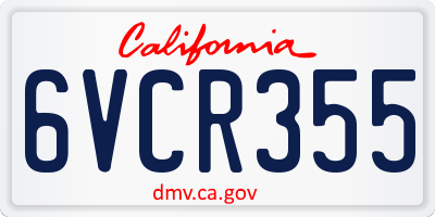 CA license plate 6VCR355