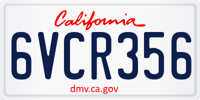 CA license plate 6VCR356