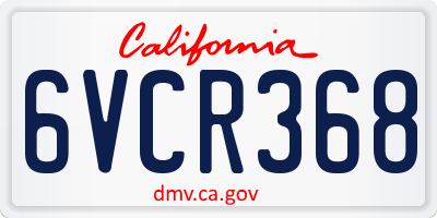 CA license plate 6VCR368