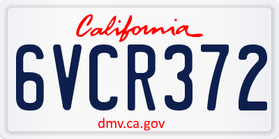 CA license plate 6VCR372
