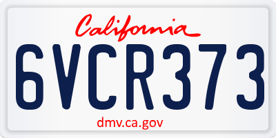 CA license plate 6VCR373