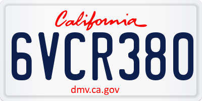 CA license plate 6VCR380