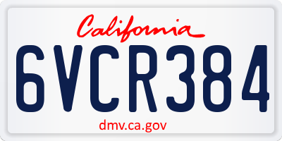 CA license plate 6VCR384
