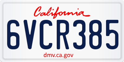 CA license plate 6VCR385