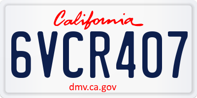 CA license plate 6VCR407