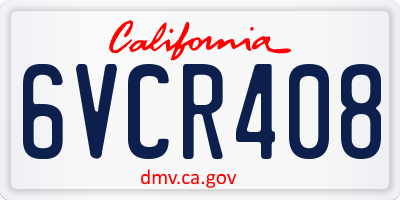 CA license plate 6VCR408