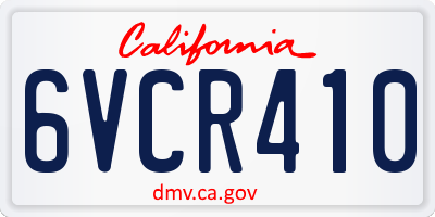 CA license plate 6VCR410