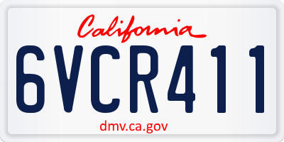 CA license plate 6VCR411