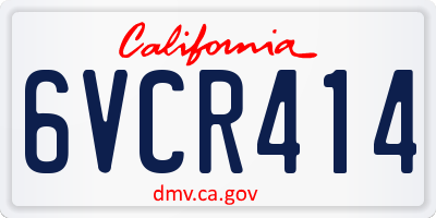 CA license plate 6VCR414