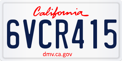 CA license plate 6VCR415