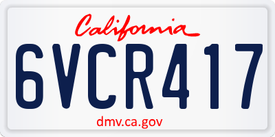 CA license plate 6VCR417