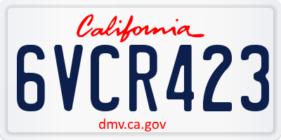 CA license plate 6VCR423