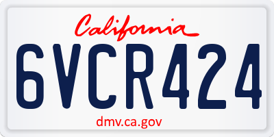 CA license plate 6VCR424